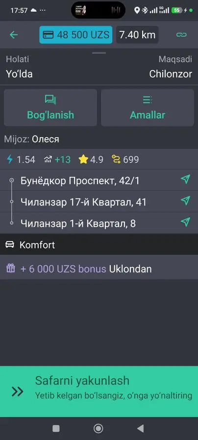 Уклон таксида Ким ишламокчи булса силка ташаб бераман