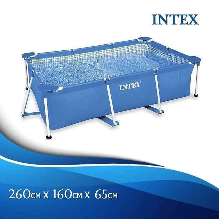 Каркасный бассейн 260×160×65 INTEX прямоугольный басейн стойка бассейн