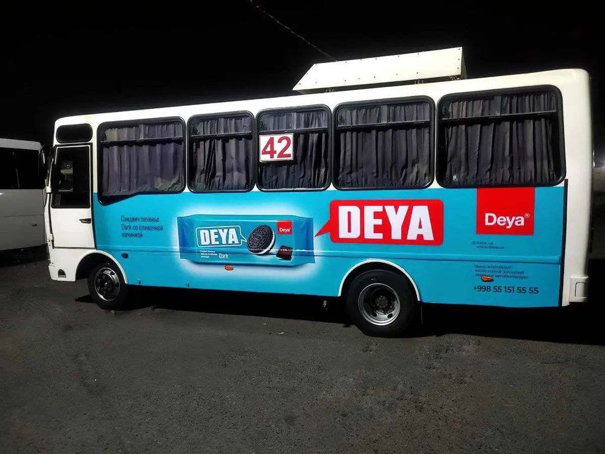 Avtobuslarda reklama xizmati.Рекламаное услуги на Автобус.