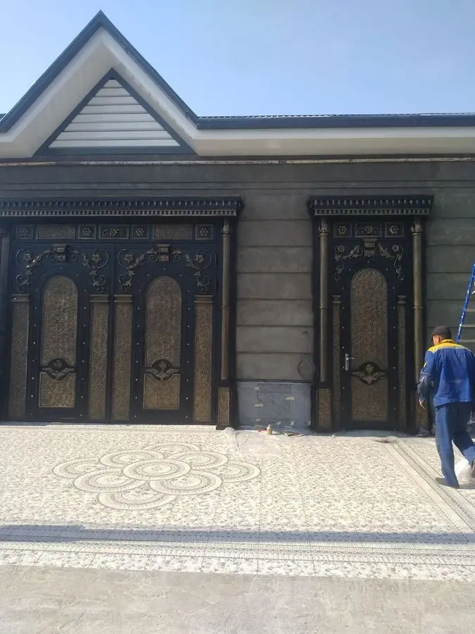 Покраска ворота решётка навес darvoza  naves akfa rom eshik  boyash