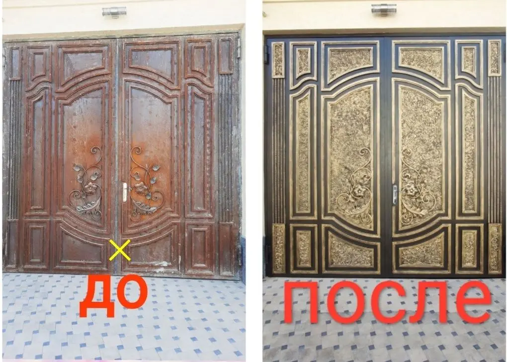 Покраска ворота решётка навес darvoza  naves akfa rom eshik  boyash